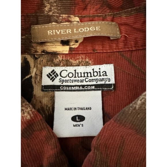 COLUMBIA RIVER LODGE LONG SLEEVE DOG/DUCK AOP RED BUTTON UP MENS LARGE |‎ E2 - Picture 7 of 7